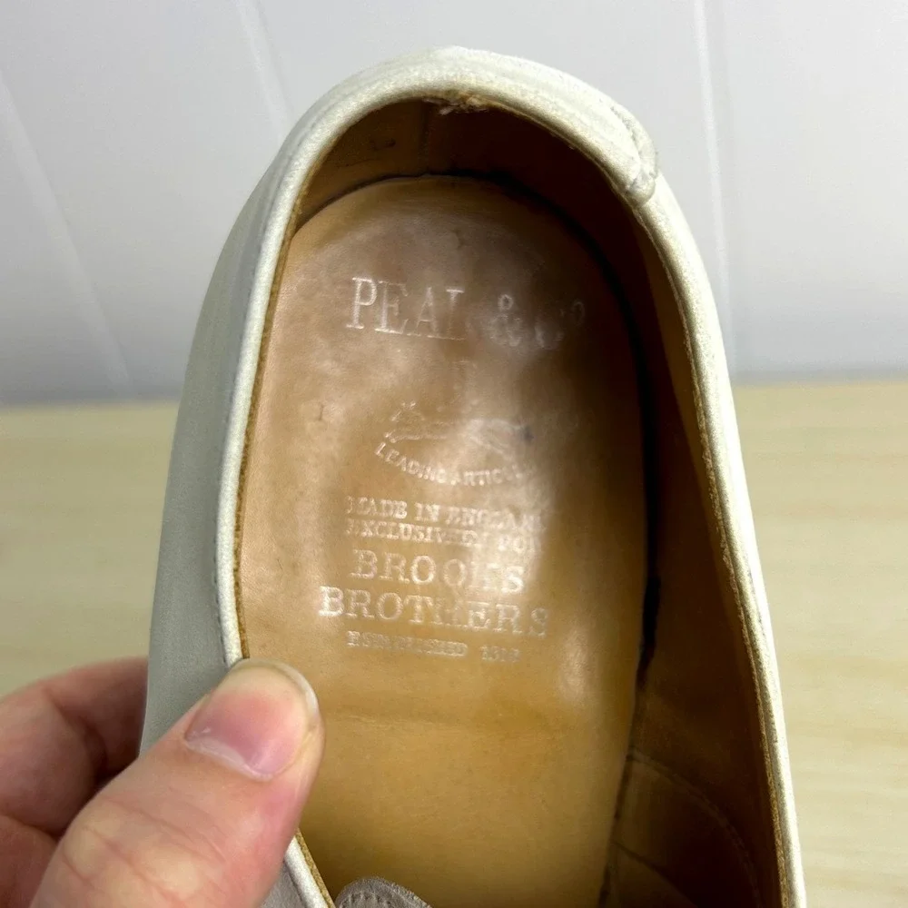 VTG Peal & Co‎ Brooks Brothers Men Dress Shoes 9D White Wingtip Oxfords Leather